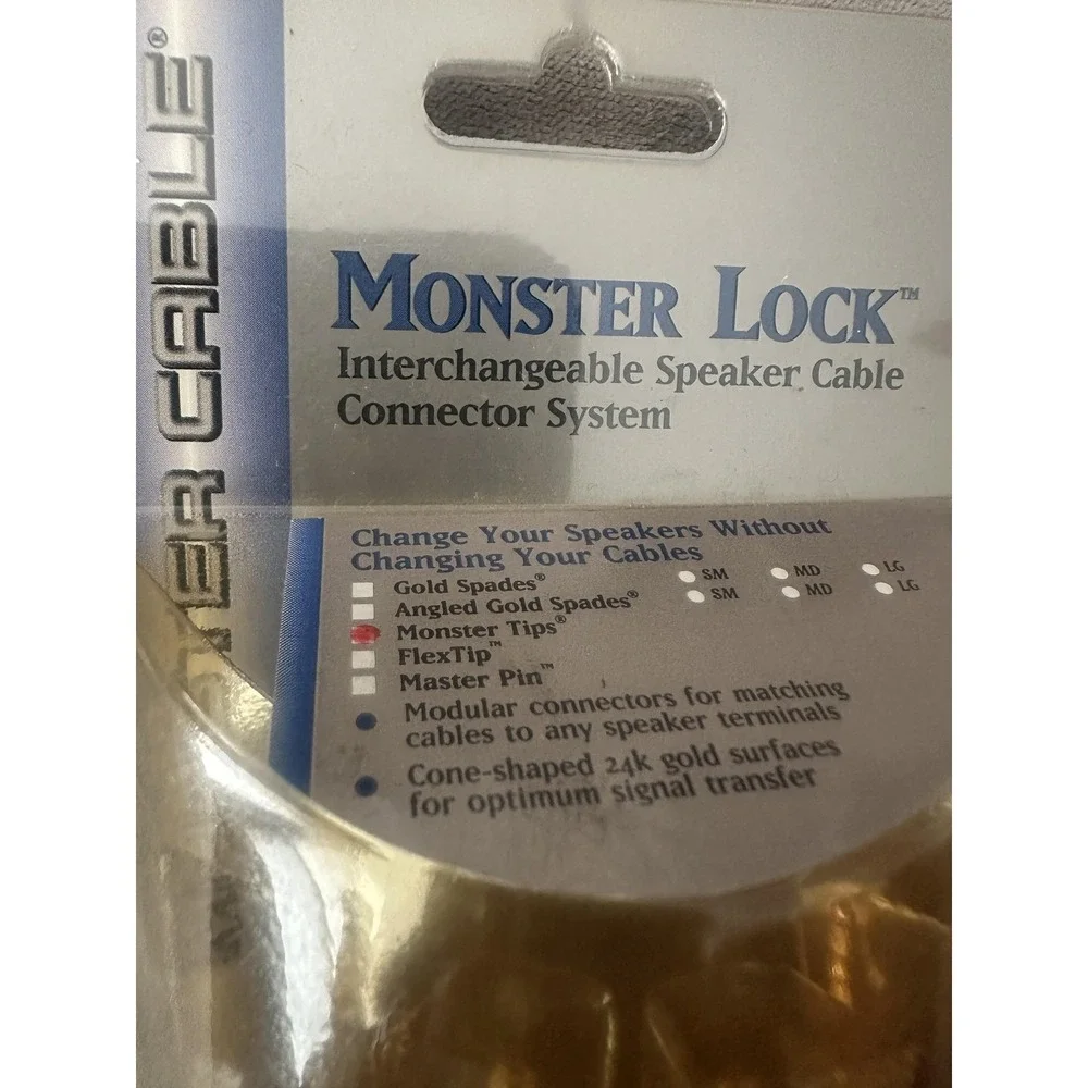 Vintage Monster Cable Monster Lock Speaker Cable Tips 2 Pair‎ Gold Connectors